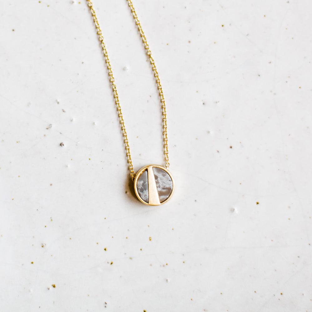 Mea necklace | gold + grey