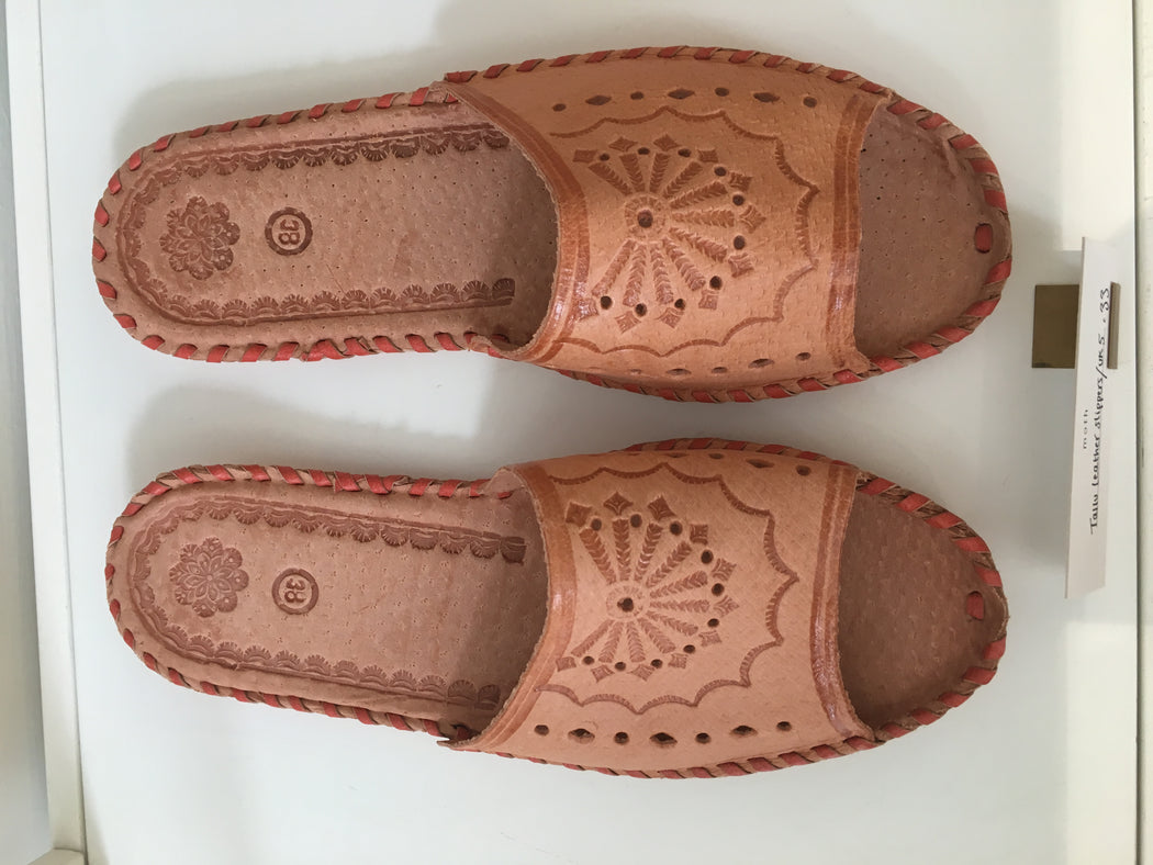 Tallu Open Toe Leather Slippers - UK 7